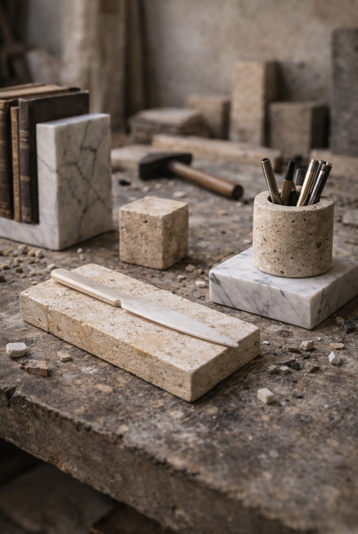 Oggetti in travertino romano