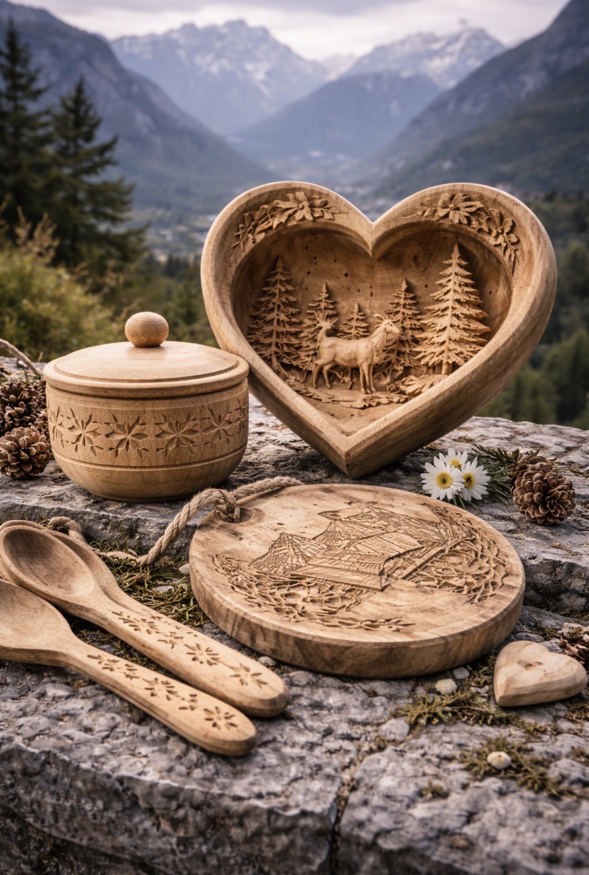 Oggetto in legno artigianale alpino