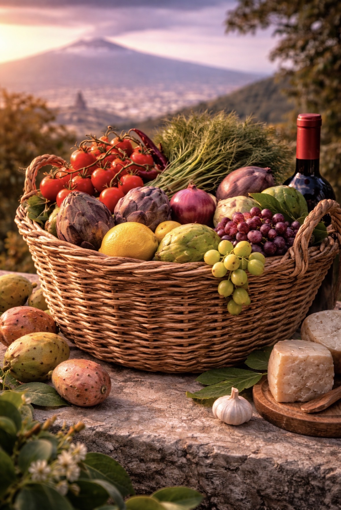 Woven agricultural basket from the Etnea area