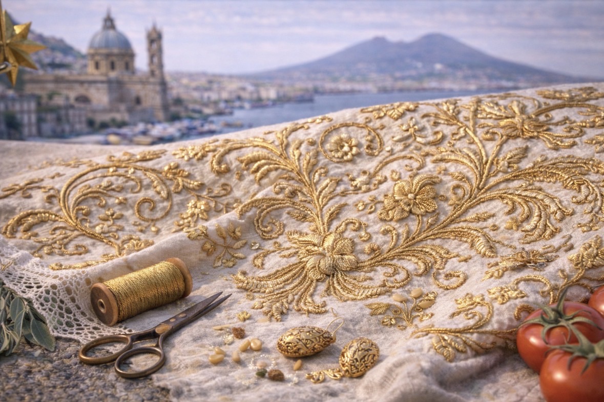 Palermitan gold thread embroidery