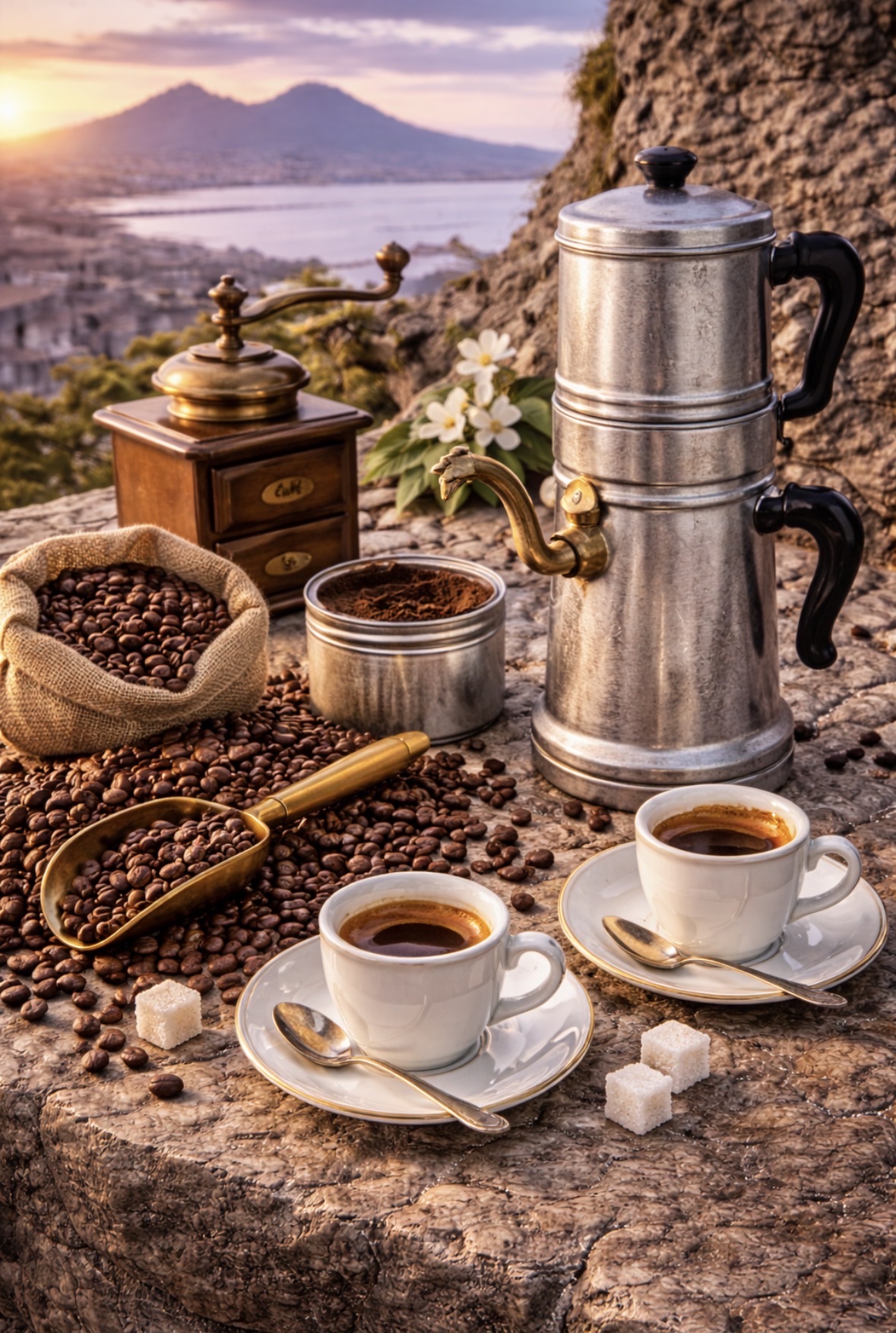 Caffè napoletano (miscela, cuccumella, tazzine)