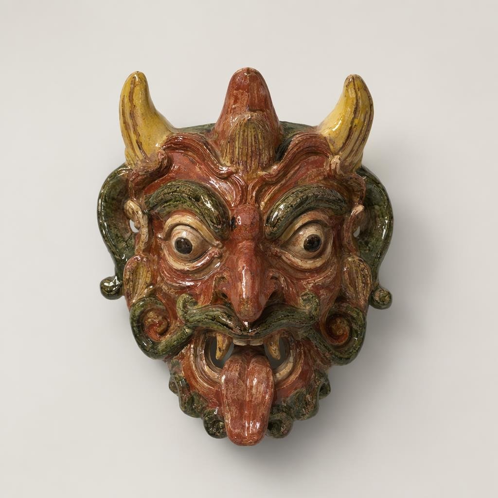 Maschere apotropaiche in ceramica di Seminara — souvenir autentico di Reggio Calabria