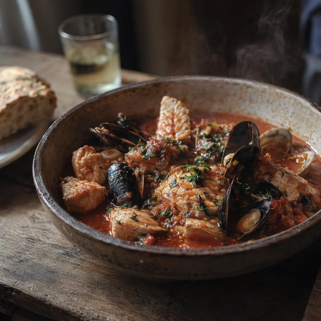 Fischsuppe aus der Straße von Messina — typisches Gericht aus Reggio Calabria