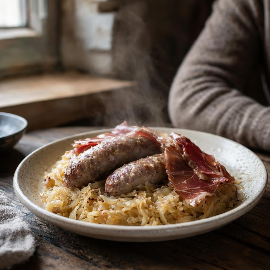 Crauti con salsiccia e speck — Piatto tipico di Bolzano