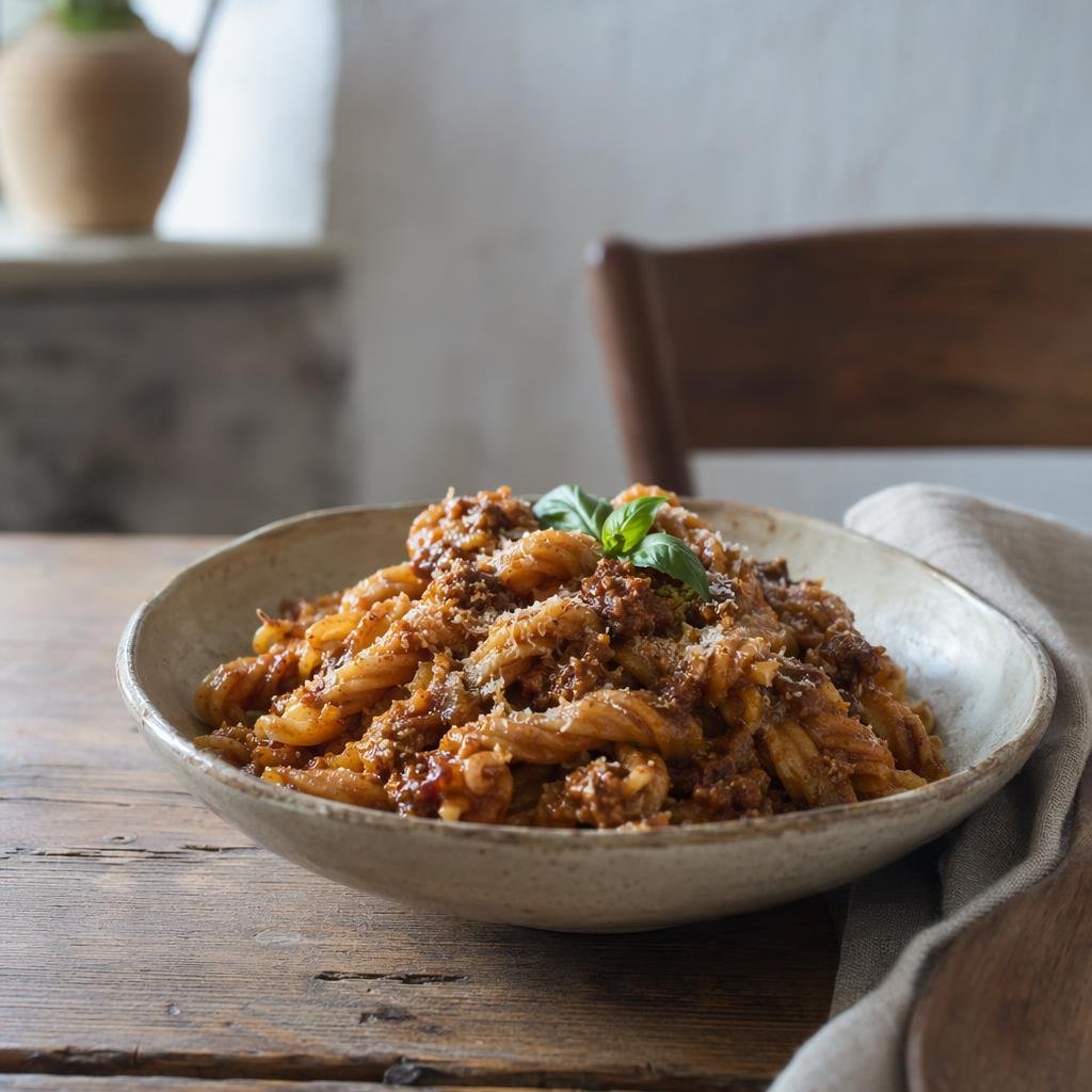 Fusilli cilentani al ragù — typical dish of Salerno