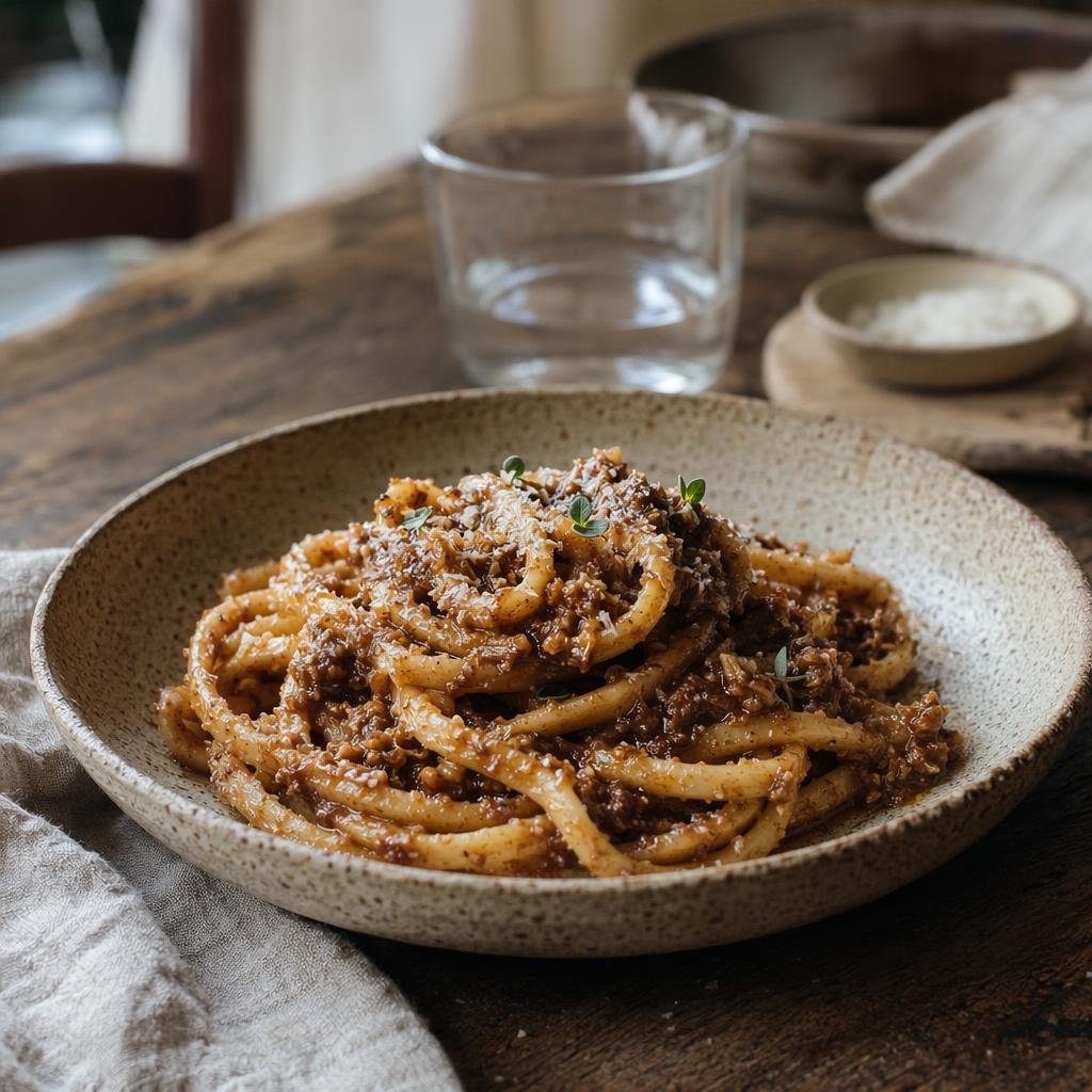 Maccheroni alla chitarra con ragù d’agnello — piatto tipico di L'Aquila