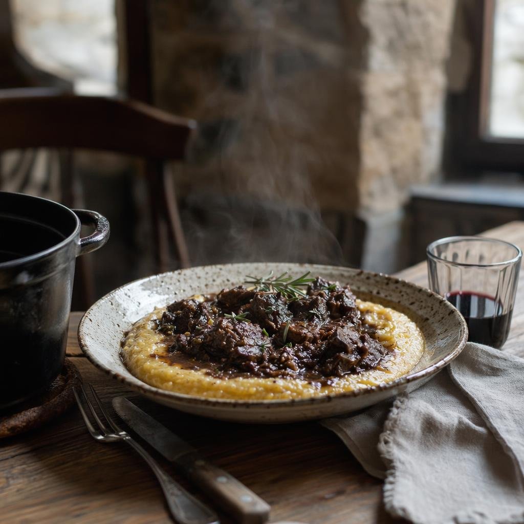 Polenta and game — Typical dish of Aosta