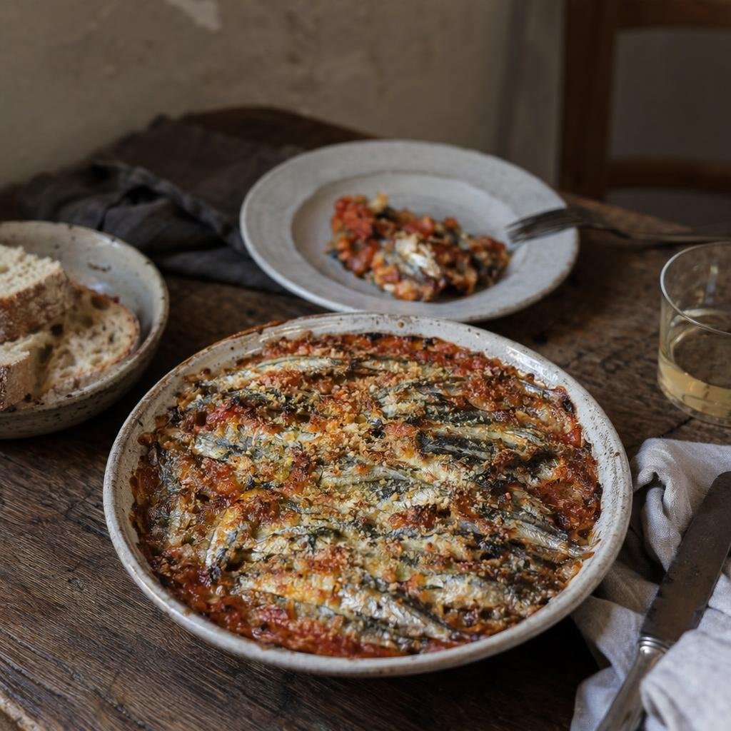 Parmigiana di alici — typical dish of Salerno