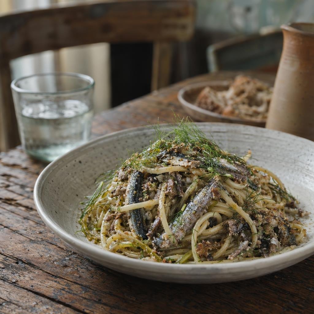 Pasta con i masculini da magghia — piatto tipico di Catania