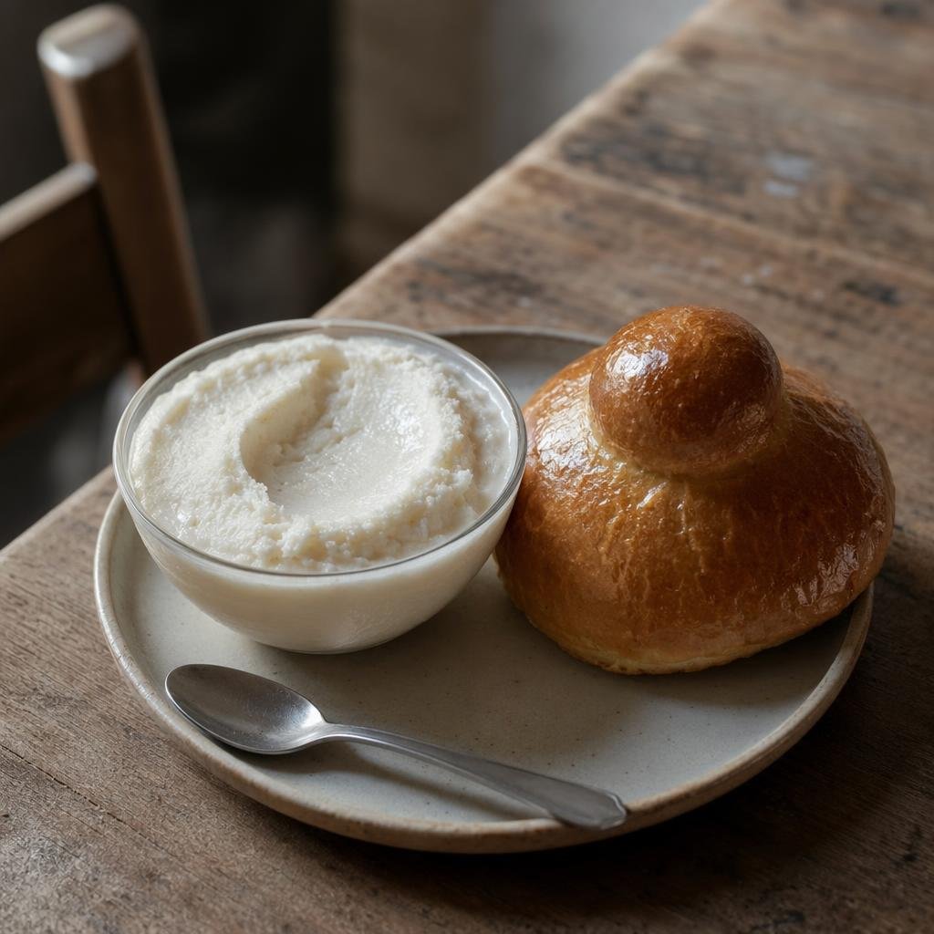 Granita messinese con brioche col tuppo — piatto tipico di Messina