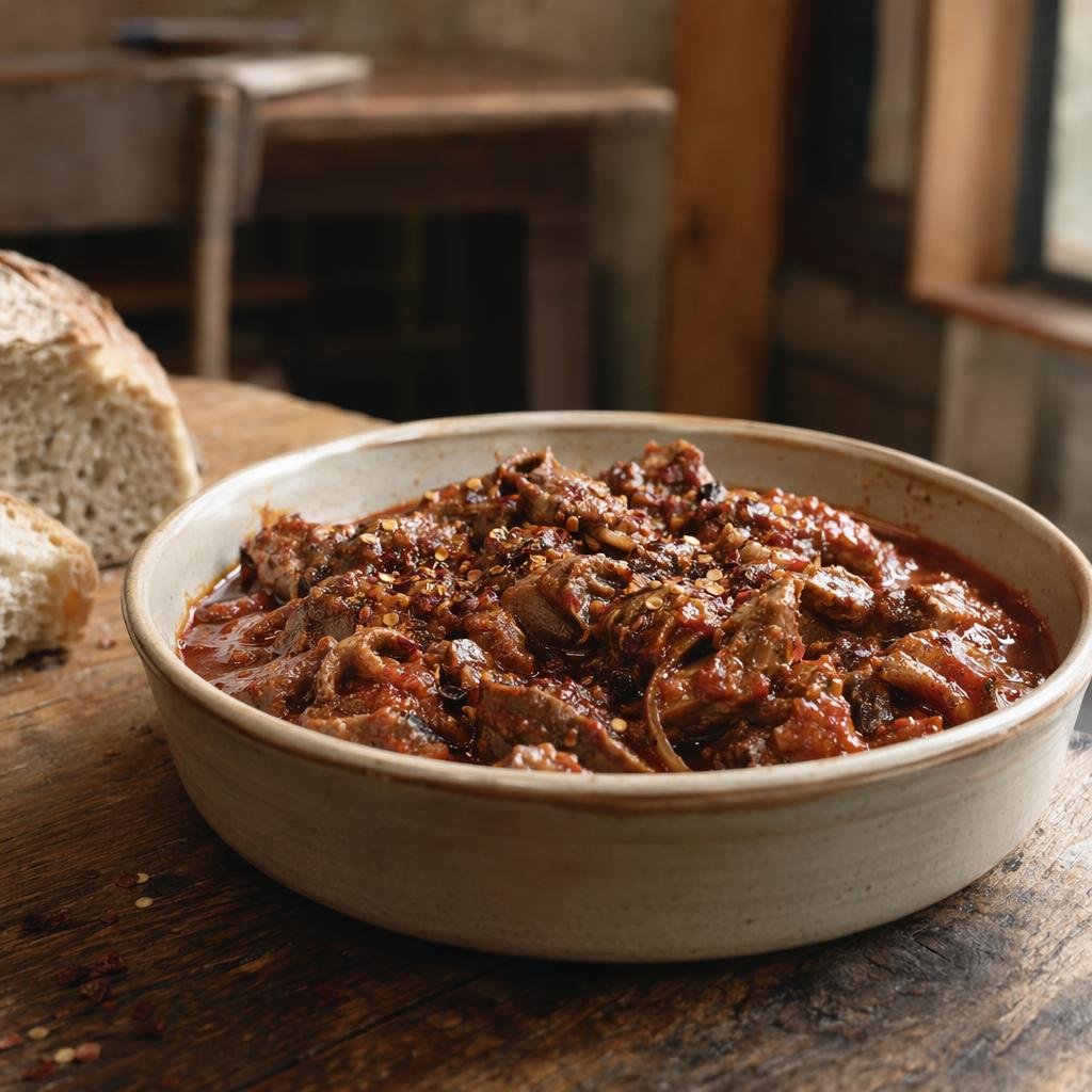 Soffritto di maiale piccante (Suffrittu) — piatto tipico di Catanzaro