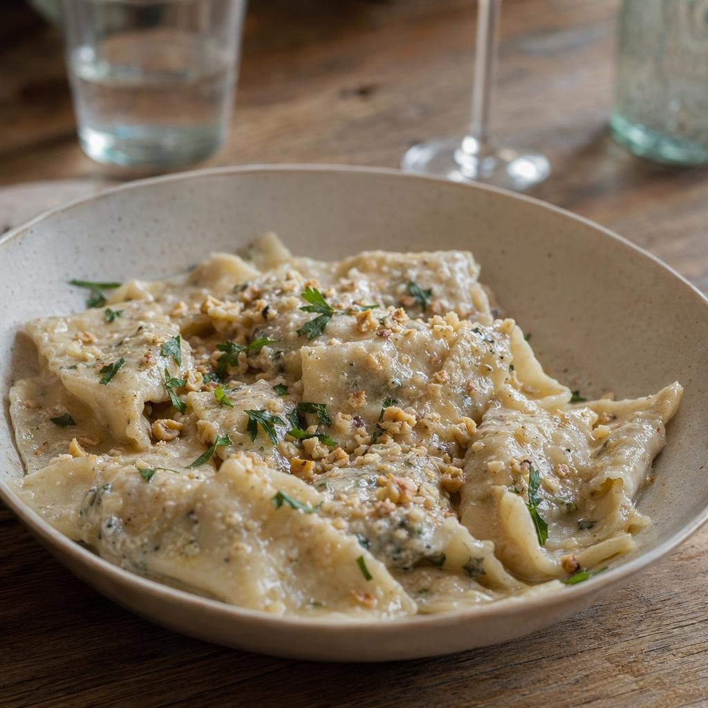 Pansoti con salsa di noci — piatto tipico di Genova