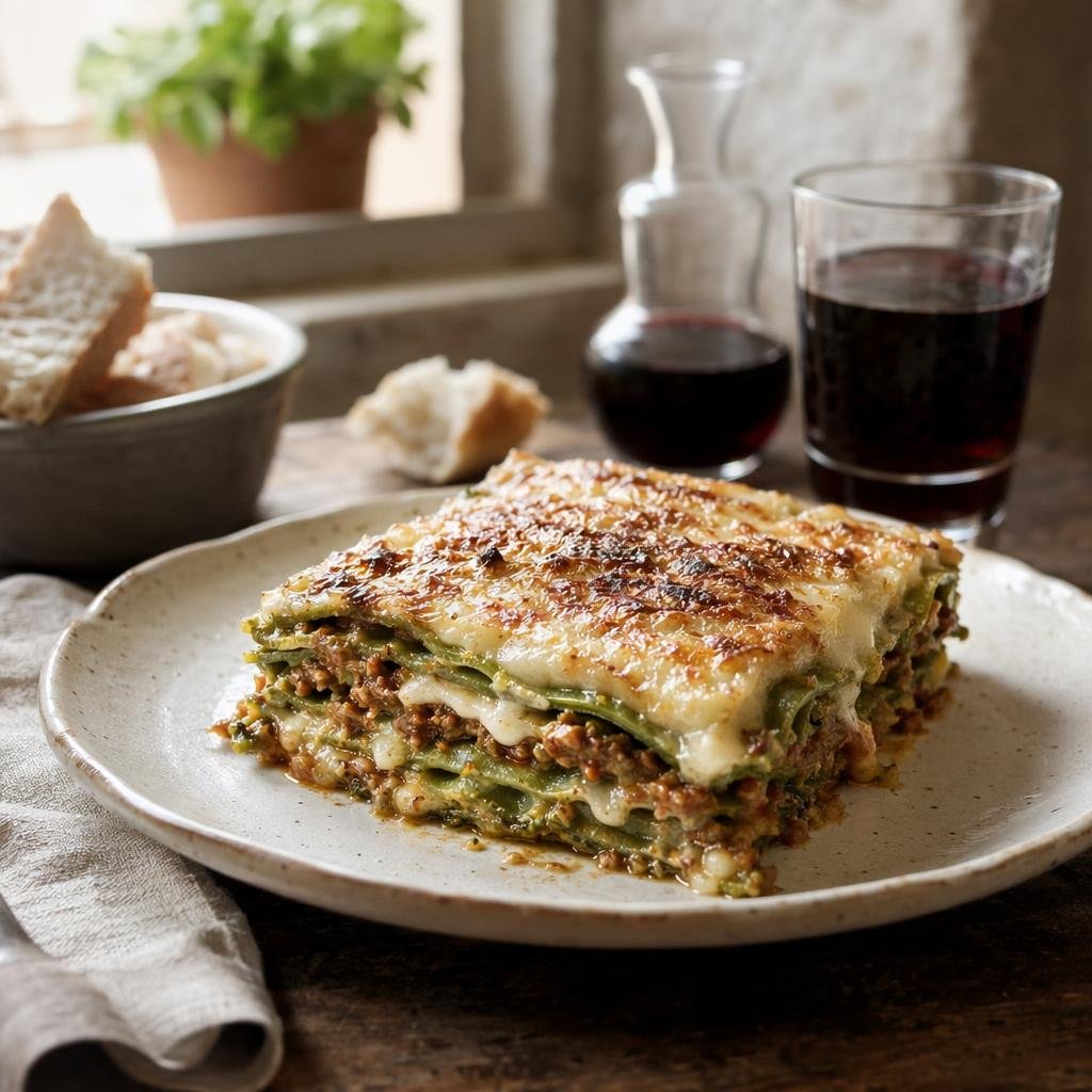 Lasagne verdi alla bolognese — typical dish of Bologna