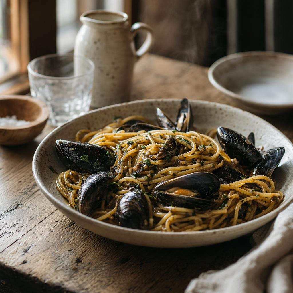 Spaghetti con i moscioli — piatto tipico di Ancona