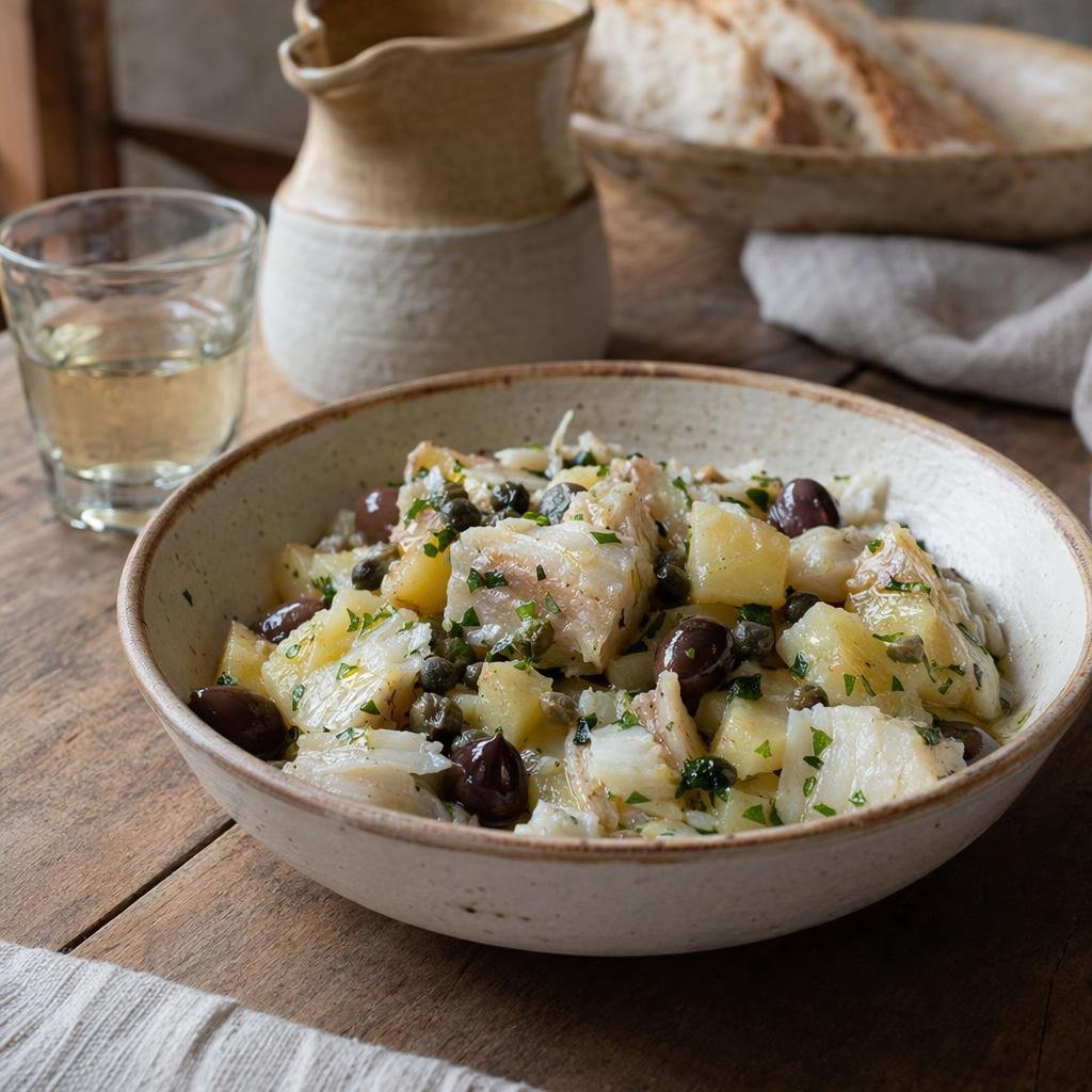 Insalata di stocco con patate, capperi e olive — piatto tipico di Reggio Calabria